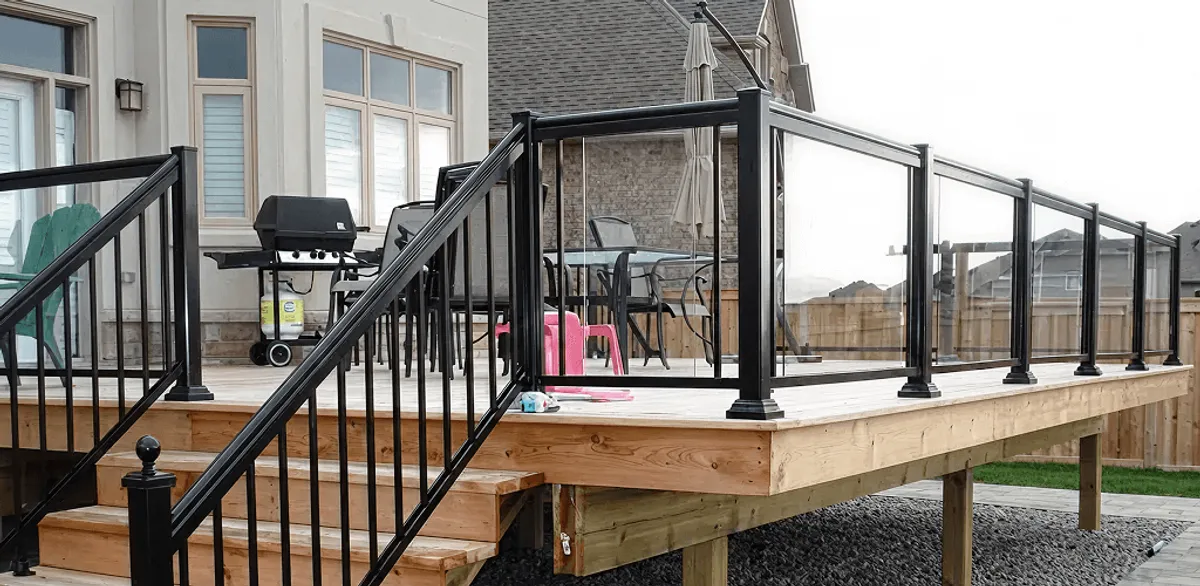 Handrail installation on a deck staircase for safety and code compliance in San Jose, CA