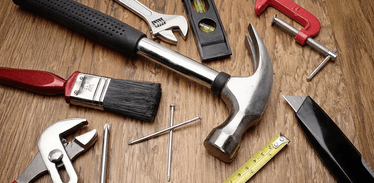 Handyman tools laid out for home repair and maintenance work in San Jose, CA