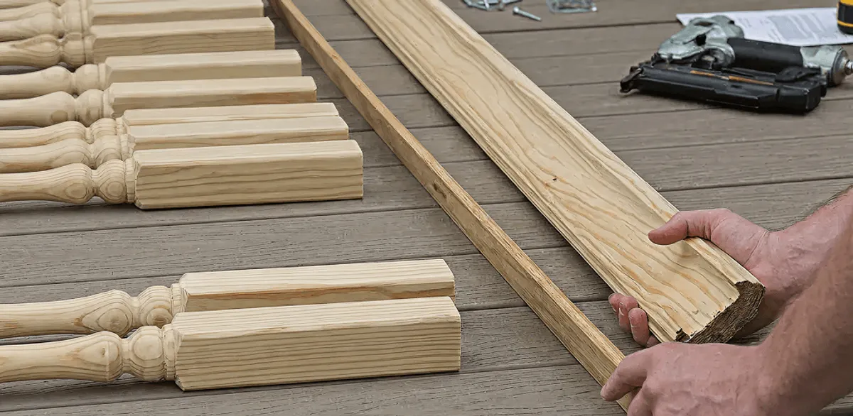 Handrail installation materials and wood components for stair rail work in San Jose, CA